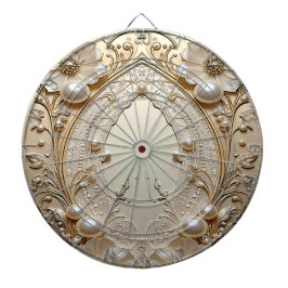 Tabla Dardos Modern White Flowers Pearls Dartboard