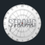 Tabla Dardos Moderno, simples, elegante design forte para sempr<br><div class="desc">Design moderno,  simples e mínimo de um ditado "Forte para sempre" em tons de cor de cinza. Arte gráfica legal,  urbana,  moderna e gráfica com tipografia escrita à mão.</div>