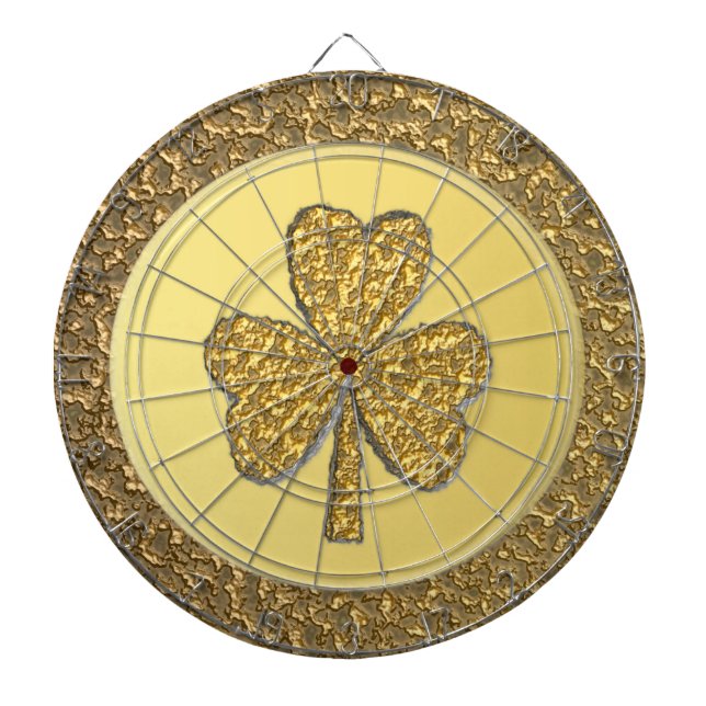 Tabla Dardos Moedas Douradas de Shamrock irlandês sorte (Frente)