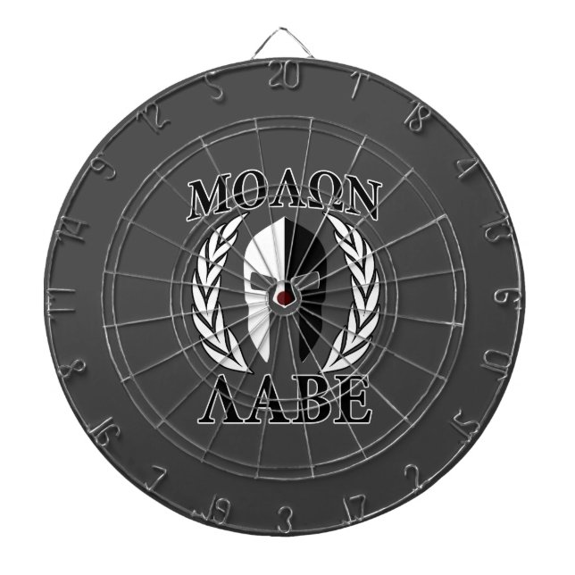 Tabla Dardos Molon Labe Spartan Mask Laurels Black & White (Frente)