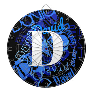 Tabla Dardos Monograma Azul Creativo