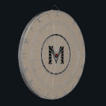 Tabla Dardos Monograma clássico simples bege preto<br><div class="desc">Conselho moderno de dardo com medalhão simples de monograma preto e bege com tipografia clássica de bloqueio inicial em preto. Personalizar com o monograma inicial; use o menu personalizar para alterar a cor ou a tipografia de fundo.</div>