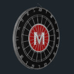 Tabla Dardos Monograma Clássico Simples Vermelho Negro<br><div class="desc">Conselho preto moderno com medalhão simples de monograma vermelho com tipografia clássica de blocos, inicial em branco. Personalizar com o monograma inicial; use o menu personalizar para alterar a cor ou a tipografia de fundo.</div>