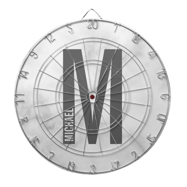 Tabla Dardos Monograma e Nome de Negrito Personalizado Moderno (Frente)