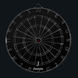 Tabla Dardos Monograma Elegante Nome inicial Preto Personalizad<br><div class="desc">Na moda masculino moderno com tipografia de tendência branca e preta (cores variáveis). Presente personalizado para ele: pai,  pai,  marido,  filho,  namorado,  noivo,  melhor homem,  padrinhos de casamento</div>