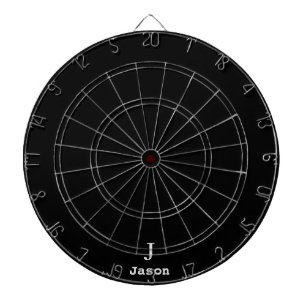 Tabla Dardos Monograma Elegante Nome inicial Preto Personalizad