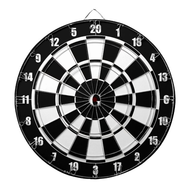 Tabla Dardos Monograma em Preto e Branco (Frente)
