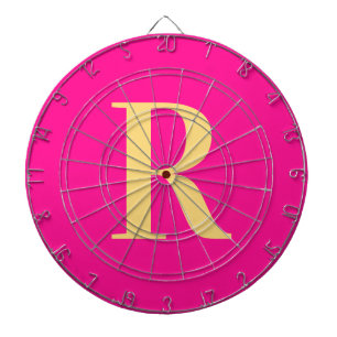 Tabla Dardos Monograma Simples Rosa Quente Moderno