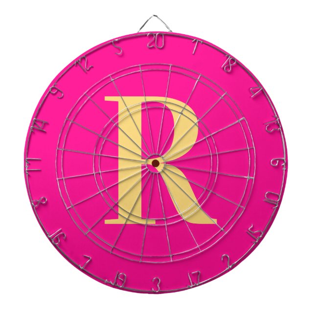 Tabla Dardos Monograma Simples Rosa Quente Moderno (Frente)