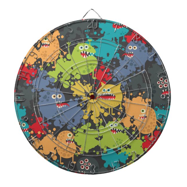 Tabla Dardos Monstros engraçados fofos (Frente)