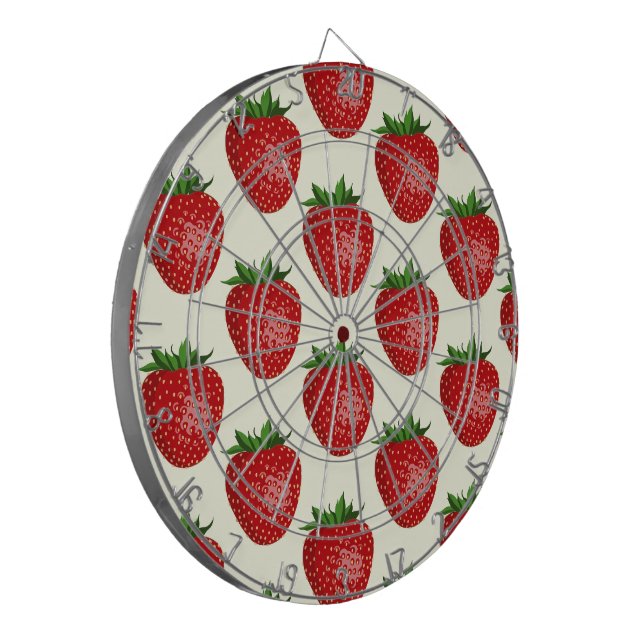 Tabla Dardos Morango, Morangos Vermelhos, Fruta, Folha (Frente Esquerda)