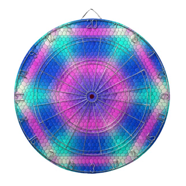 Tabla Dardos Mosaico Hexágono Rosa no Gradiente Azul (Frente)