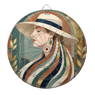 Tabla Dardos Mulher com chapéu de sol art déco