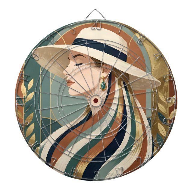 Tabla Dardos Mulher com chapéu de sol art déco (Frente)