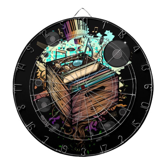 Tabla Dardos Música Vinyl Crate (Frente)