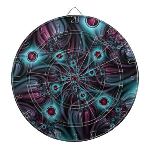 Tabla Dardos Na Profundidade da Arte Fractal Abstrato Azul Cor-