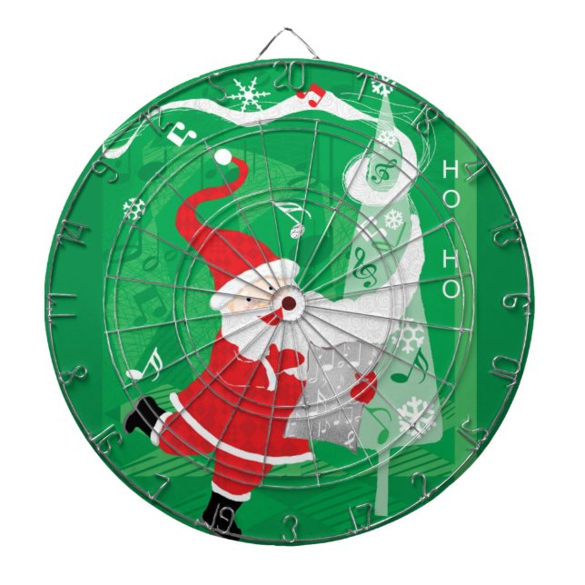 Tabla Dardos Natal fofo, Papai Noel cantando e dançando (Frente)