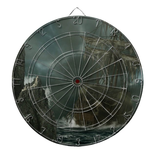 Tabla Dardos nave fantasma com crânio (Frente)