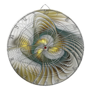Tabla Dardos Nobre Ouro Teal Abstrato Fantasy Arte Fractal