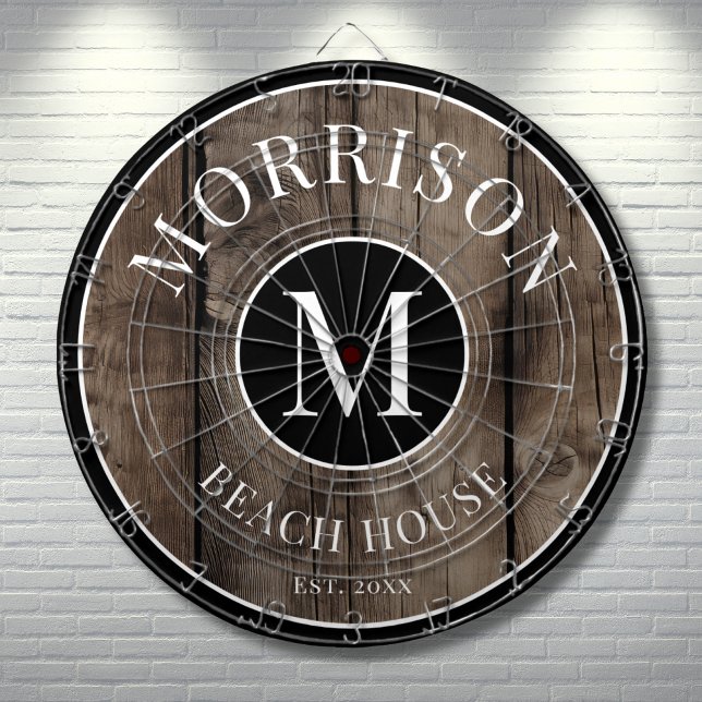 Tabla Dardos Nome da Família Madeira Rústica (Rustic Wood Family Name Dart Board)