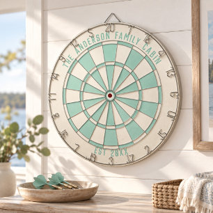 Tabla Dardos Nome da Família Personalizado Quarto de Jogos Aqua