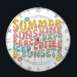 Tabla Dardos Nome do Monograma Cor-de-Rosa de Verão<br><div class="desc">Summer Say Retro Beach Pôrs do sol De Café</div>