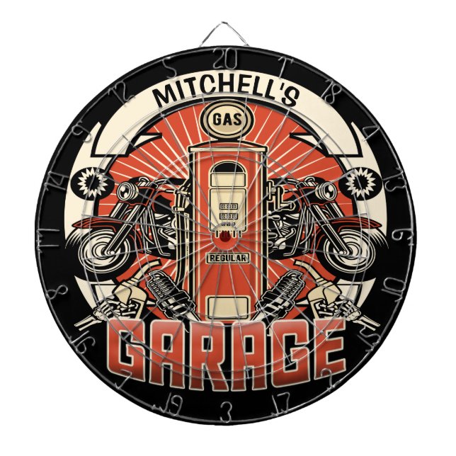 Tabla Dardos Nome Personalizado Colagem de Bomba de Gás Retrosp (Frente)