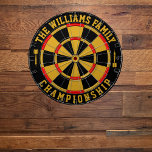 Tabla Dardos Nome Personalizado da Família Preto Personalizado<br><div class="desc">Adicione o nome da sua família e crie facilmente o seu dartboard personalizado. Clique no botão PERSONALIZAR para alterar a cor do texto ou as cores do conselho.</div>