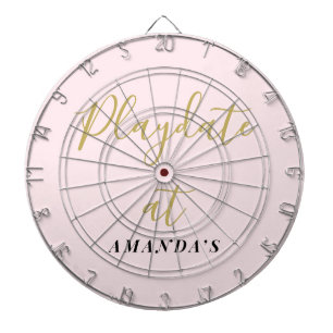 Tabla Dardos Nome Personalizado Divertido Rosa Pastel Dourado M