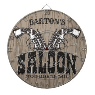Tabla Dardos Nome Personalizado Wild West Gun Revolver Saloon
