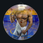 Tabla Dardos O cara musculoso SlipperyJoe bulge six-pack academ<br><div class="desc">O cara musculoso SlipperyJoe bulge six-pack academia equipamento singlet atlético branco cordas azuis e vermelhas penduradas no teto puxando o spandex para longe do corpo presentes orgulho gay LGBTQIA tapete de wrestling artístico círculos amarelos paredes acolchoadas alinham a sala luzes fluorescentes lançam um brilho forte</div>