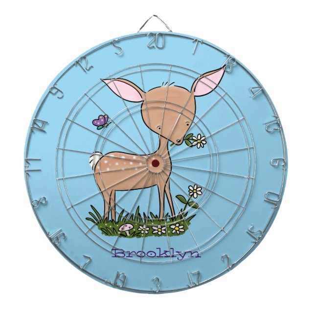 Tabla Dardos Óptica de desenho animado de veado de bebê feliz (Frente)
