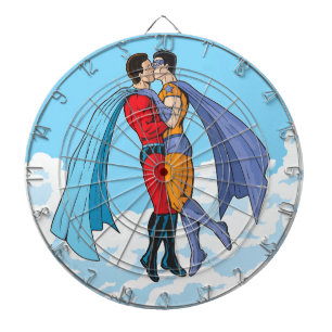 Tabla Dardos Os dois super-heróis de Slipperyjoe beijando perso