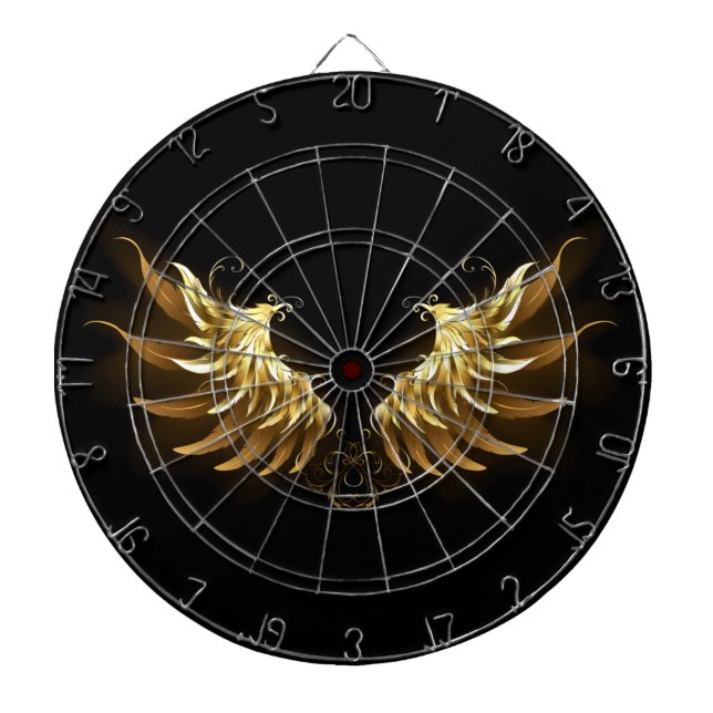 Tabla Dardos Ouro Angel Wings sobre fundo preto (Frente)