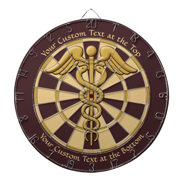 Tabla Dardos Ouro Dois Cobras com Texto Personalizado (Frente)