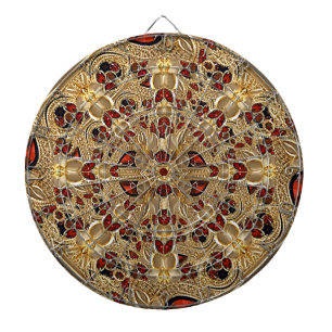 Tabla Dardos Ouro Flores Red Decorative Dartboard