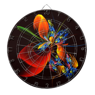 Tabla Dardos Padrão de Abstrato de Arte Floral Azul Laranja Mod