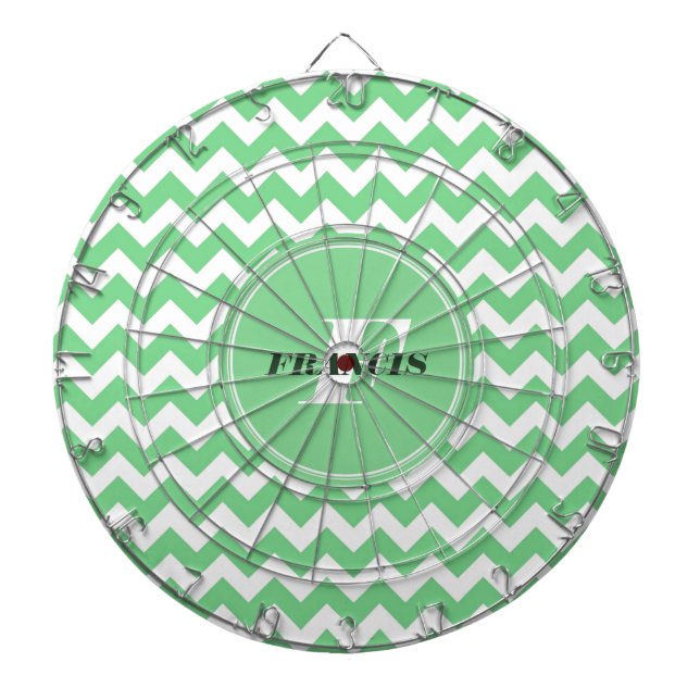Tabla Dardos Padrão De Cevon Monograma Verde E Branco (Frente)