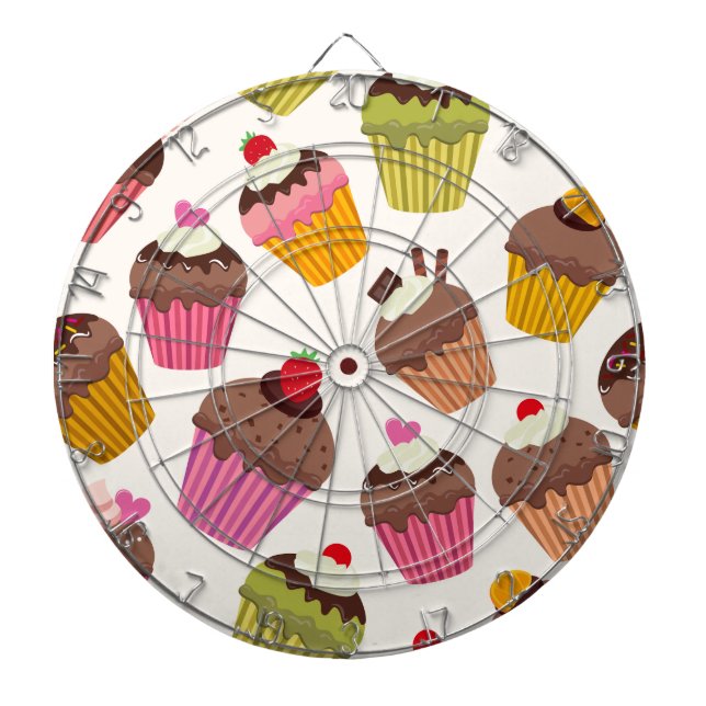 Tabla Dardos Padrão de cupcake, Padrão de Muffin, Chocolate, Co (Frente)