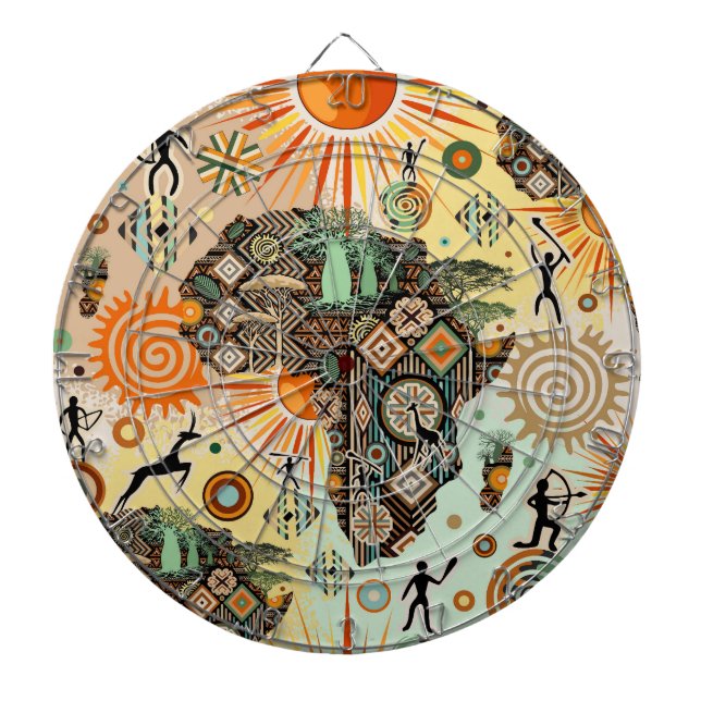 Tabla Dardos Padrão de Elementos Tribais Decorativos do Mapa da (Frente)