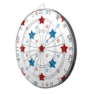 Tabla Dardos Padrão de estrelas vermelhas e azuis em branco