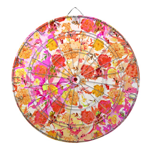 Tabla Dardos Padrão de flores fofas femininas (Frente)