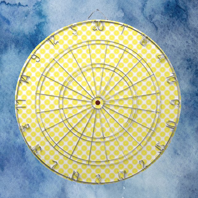 Tabla Dardos Padrão de Fruta de Limão (A dart board with a pattern of lemons.)