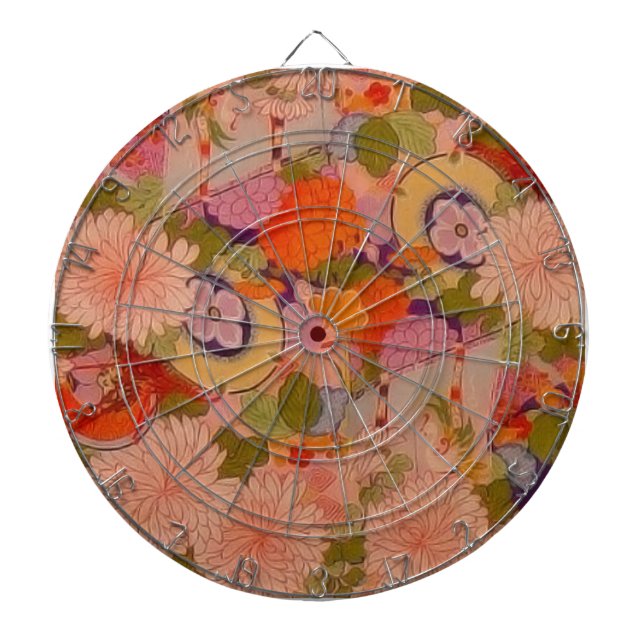 Tabla Dardos Padrão Floral Rosa de Flor Kimono (Frente)