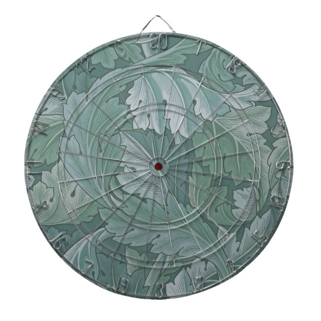Tabla Dardos Padrão Folha de Acanto Azul Teal de William Morris (Frente)