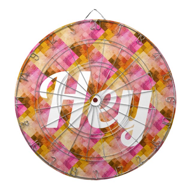 Tabla Dardos Padrão Geométrico de Aquarela Rosa (Frente)