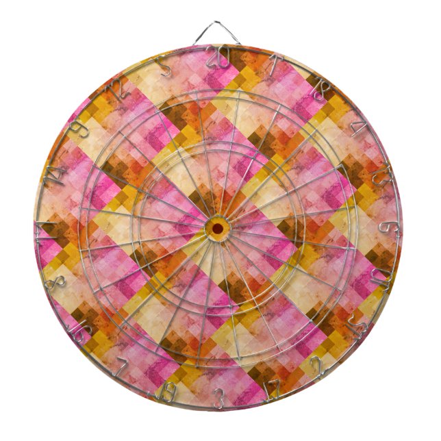 Tabla Dardos Padrão Geométrico de Aquarela Rosa (Frente)
