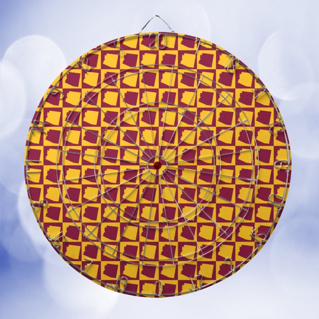 Tabla Dardos Padrão Geométrico de Arte Pop do Arizona em Marrom (A dartboard with a maroon and gold pattern of the US state of Arizona!)