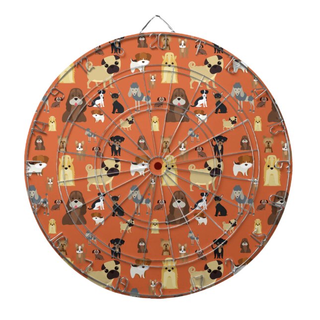 Tabla Dardos padrão laranja dos cães de fundo. (Frente)