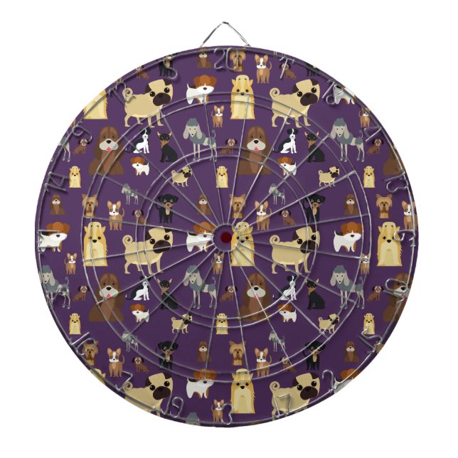 Tabla Dardos padrão roxo dos cães de fundo. (Frente)